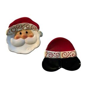 Christmas Holiday 4” Santa Claus Ceramic Glazed Mini Plate Set by Ganz